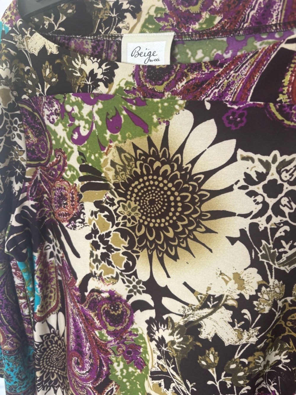 Beige by eci Floral Paisley Print Dress Purple, Green, Cream, Black Women’s 6 - Picture 5 of 9
